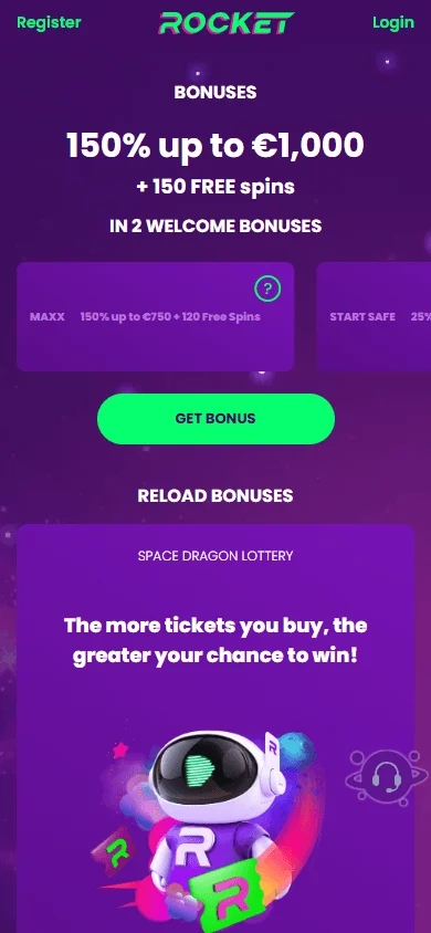 Rocket Casino mobile promotions and rewards